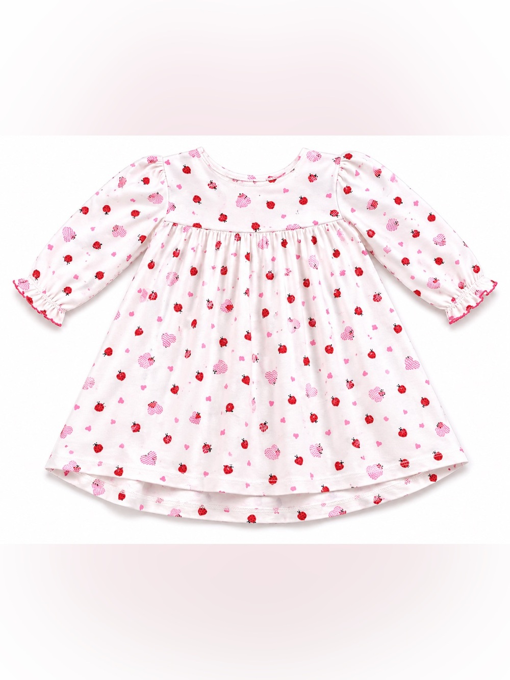 Kissy Kissy White Dress with Red Heart Print